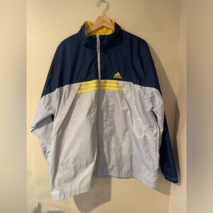 Adidas Blue and Gray Windbreaker with Yellow Accents